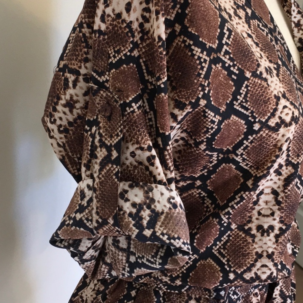 BCBGMaxAzria Brown Snake Print Romper - Picture 10 of 16